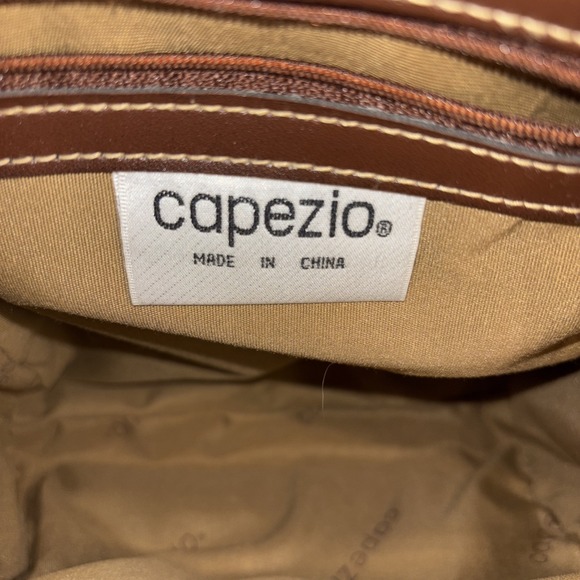 Vintage Capezio Double Top Handle Crossbody Purse Square 2‎ Tone Faux Leather - Picture 11 of 13